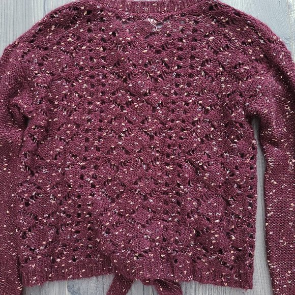 Burgandy and Gold Shimmer Crochet Soft Sweater XS - Picture 5 of 5